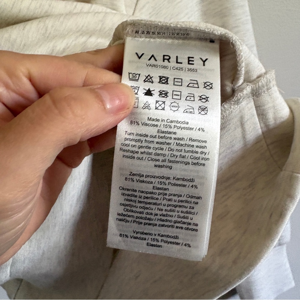 NWT Varley Doublesoft Davidson 1/2 Zip V Neck Supersoft Sweatshirt Sz S Ivory - Picture 7 of 9